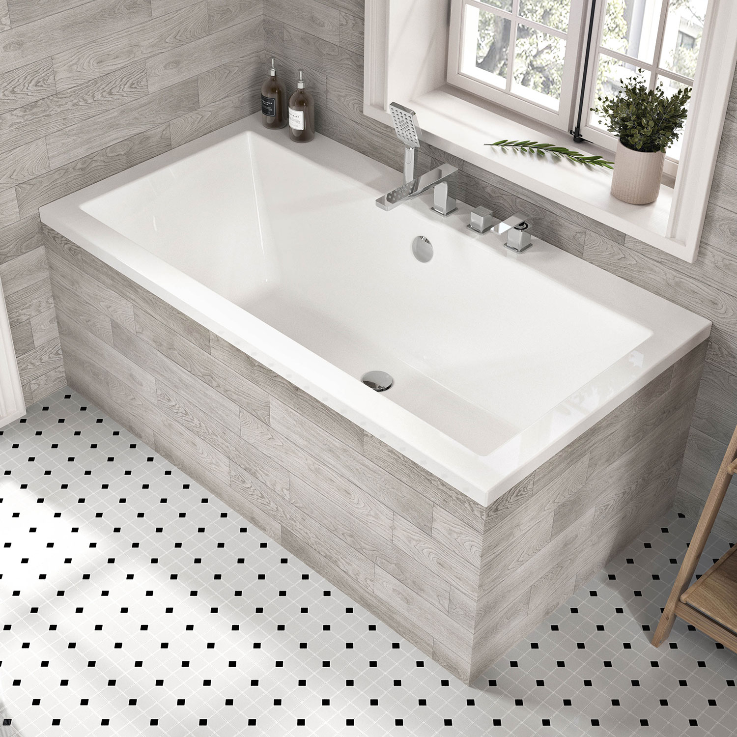 Bathtub, drop-in without tiling flange, 59 1/2", in glossy white