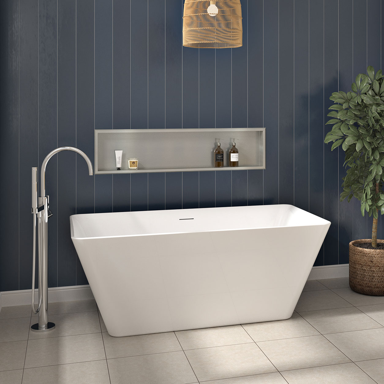 Freestanding bathtub, 60", in glossy white
