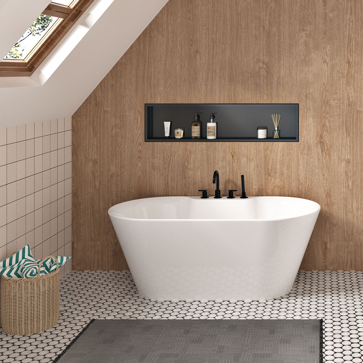 Freestanding bathtub, 60", in glossy white