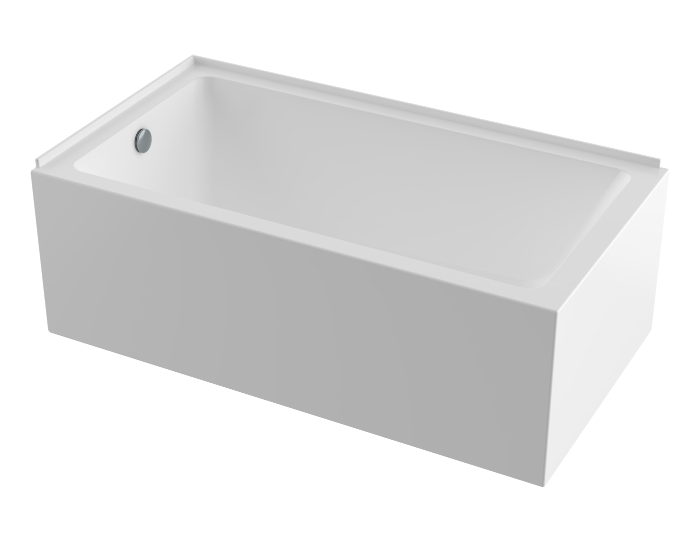 Skirt bathtub in left corner, 60'' x 32'', in glossy white with left drain