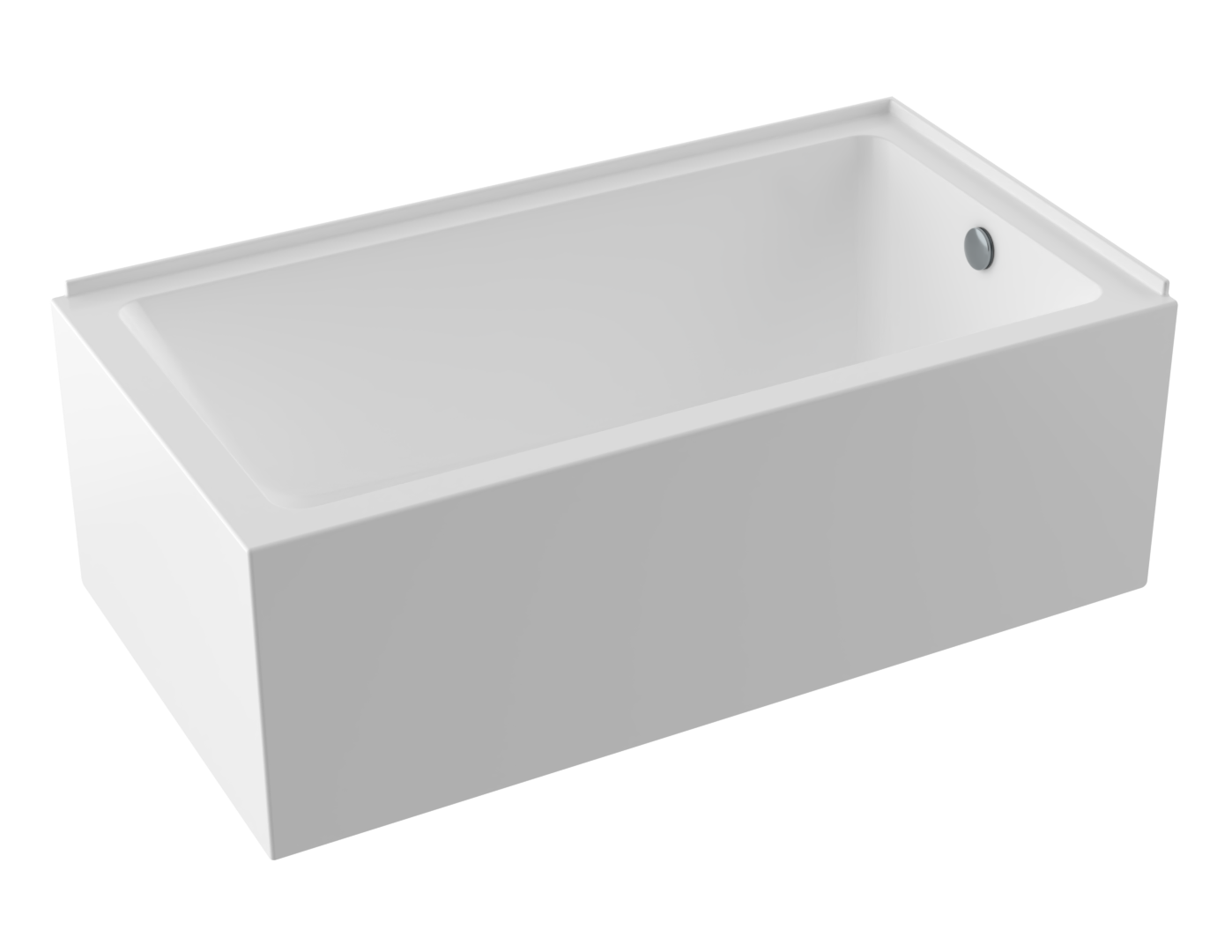 Skirt bathtub in right corner, 60'' x 32'', in glossy white with right drain