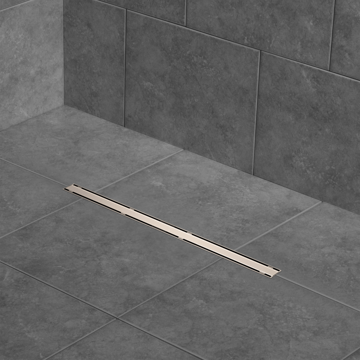 Complete stainless steel minimalist drain 60" inox