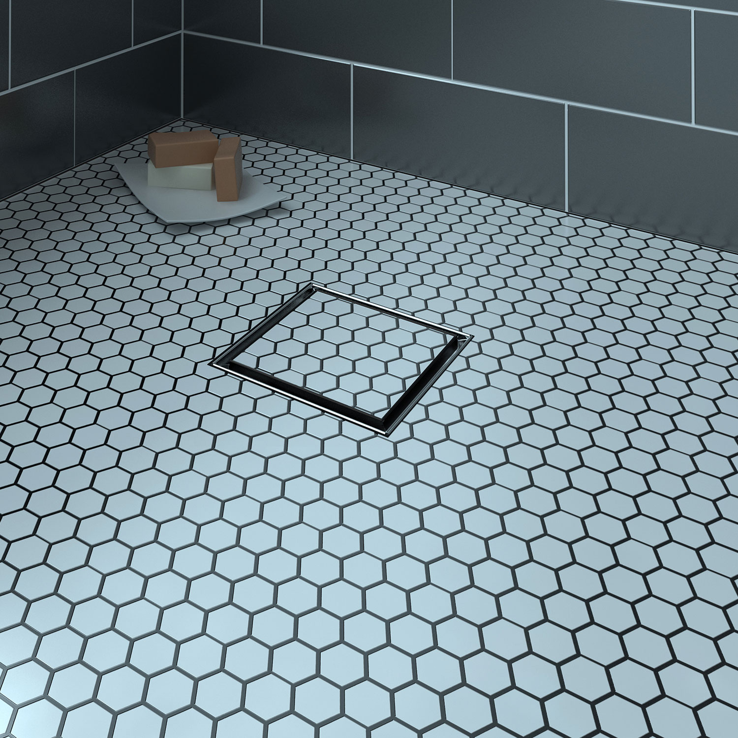 Square matte black grate 4" x 4" reversible