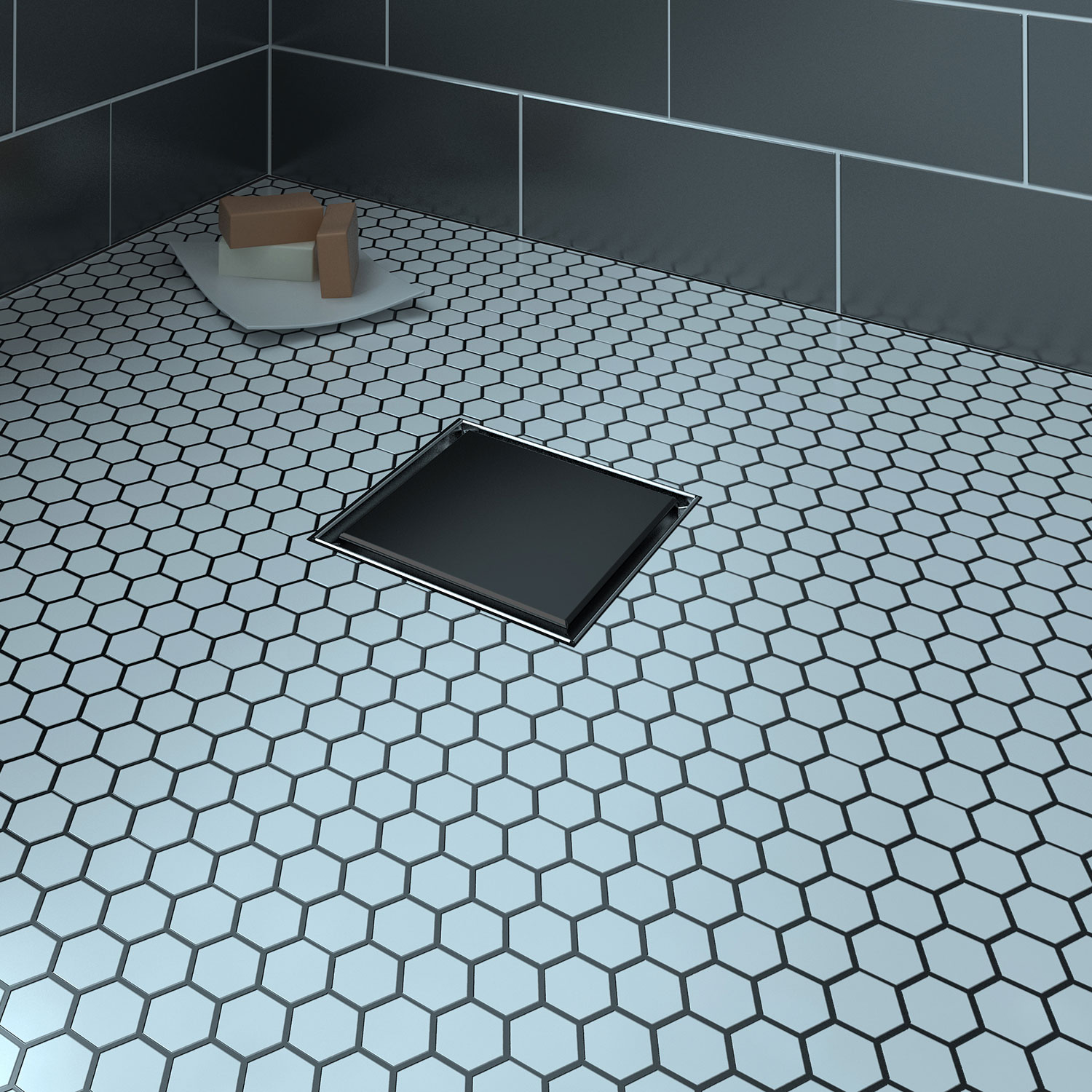 Square matte black grate 6" x 6" reversible