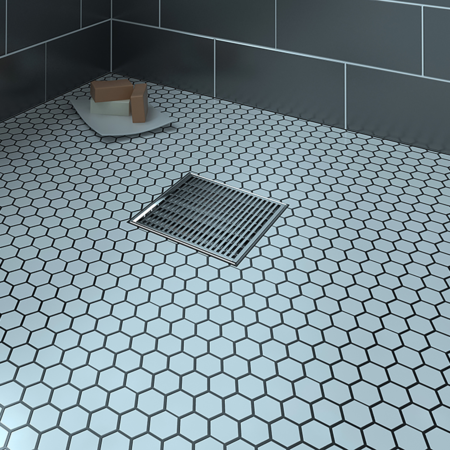 Square stainless steel grate 8" x 8" linear pattern