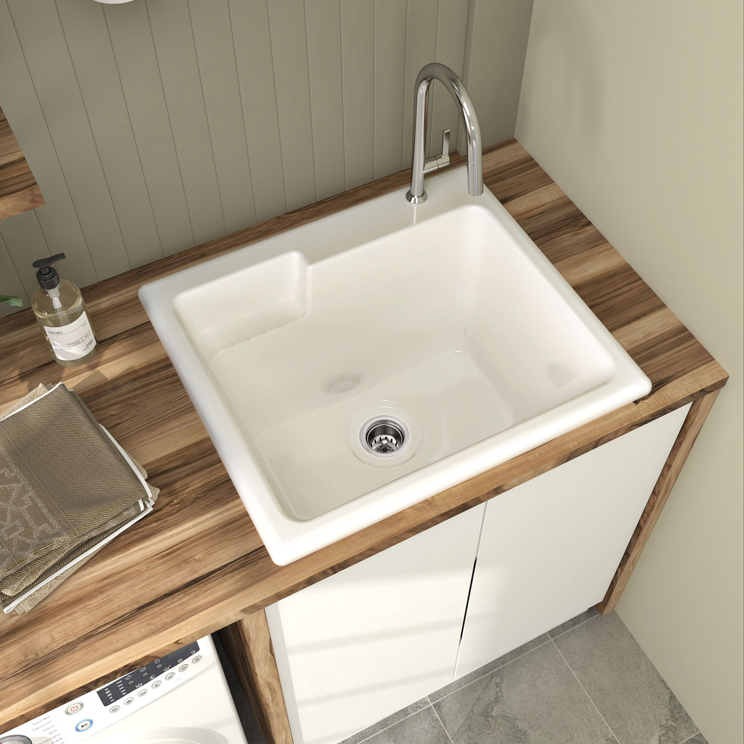 Laundry sink 24" in glossy white
