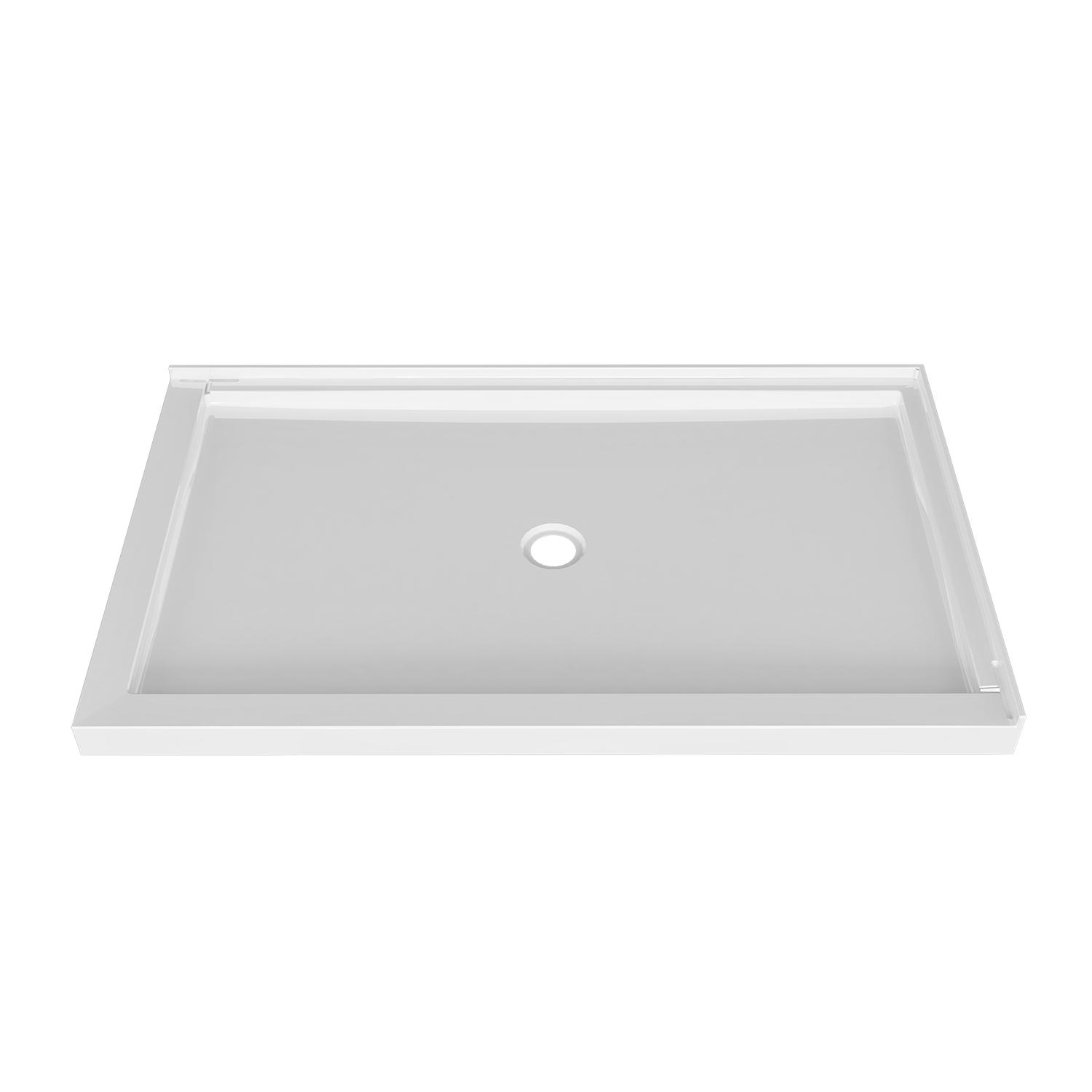 Shower base 60 x 42, in a corner, wall on the right side, in glossy white