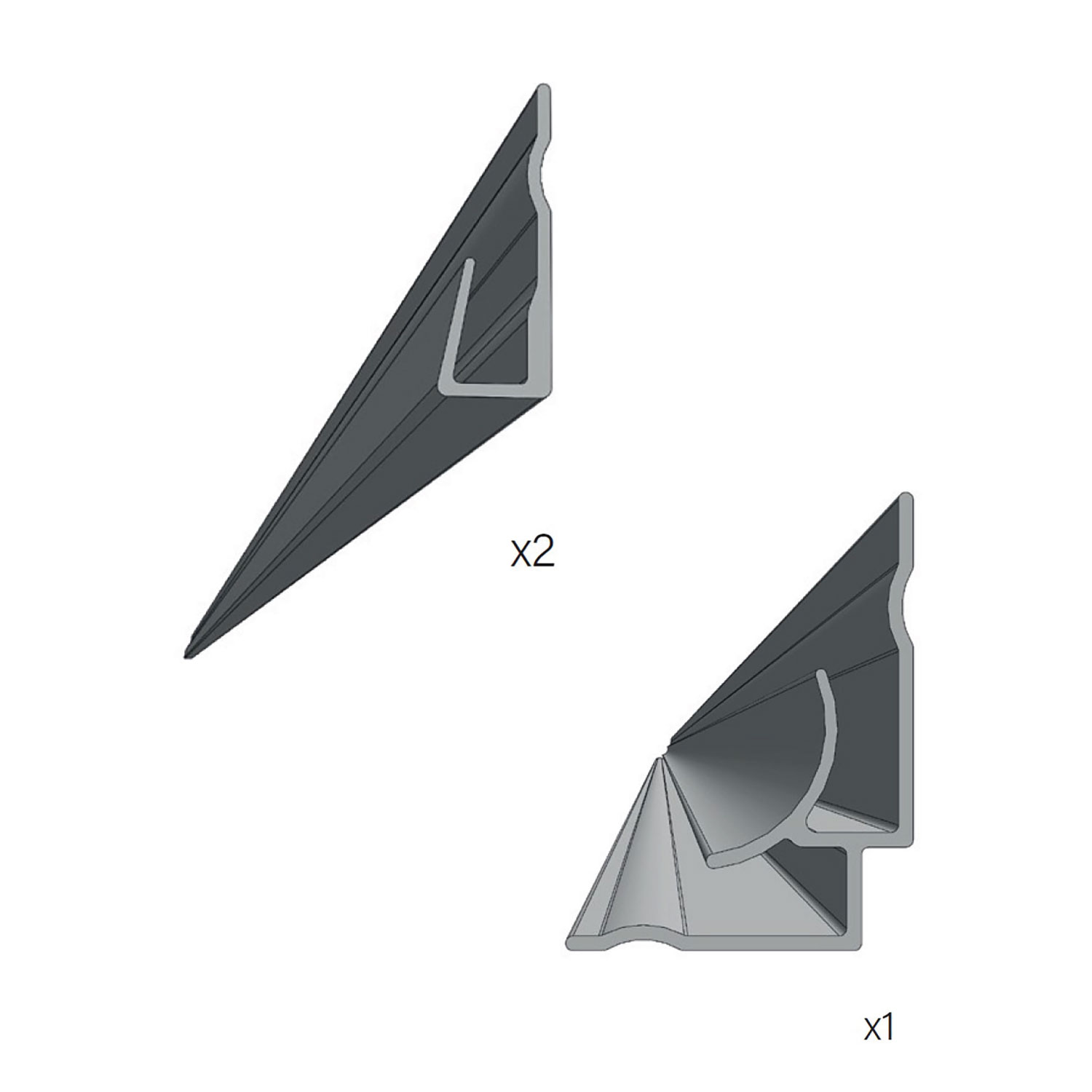 1 corner and 2 ends finishing kit 76" for corner installation chrome