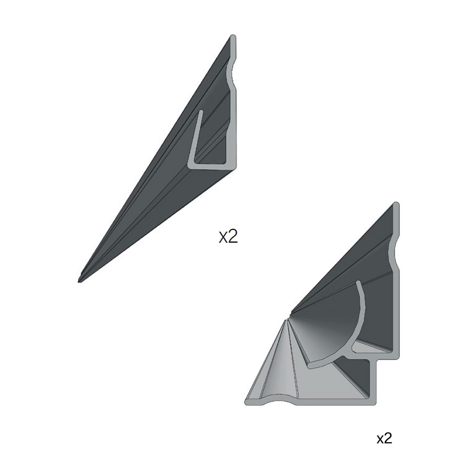 2 corners and 2 ends finishing kit 96" for alcove installation black