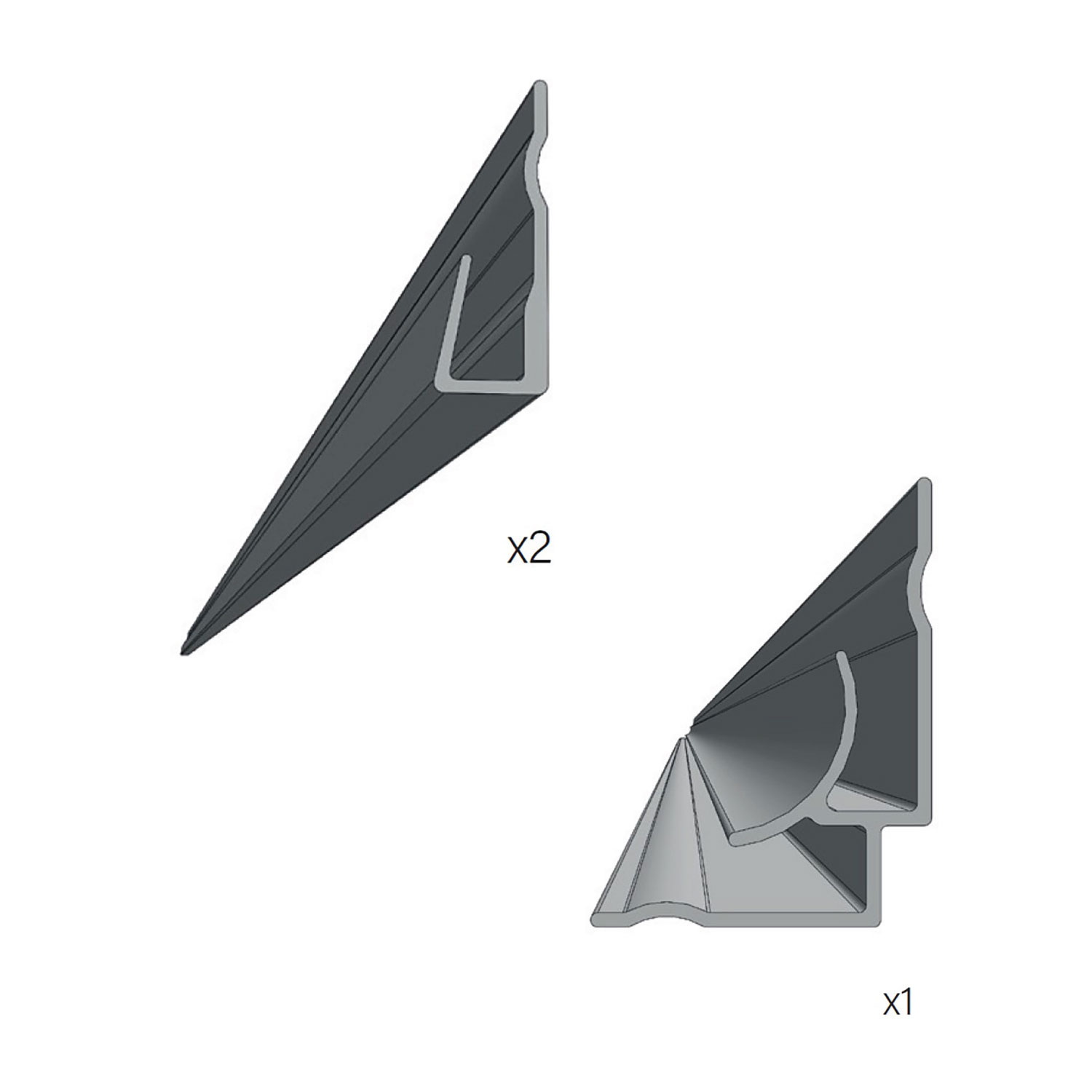 1 corner and 2 ends finishing kit 96" for corner installation chrome