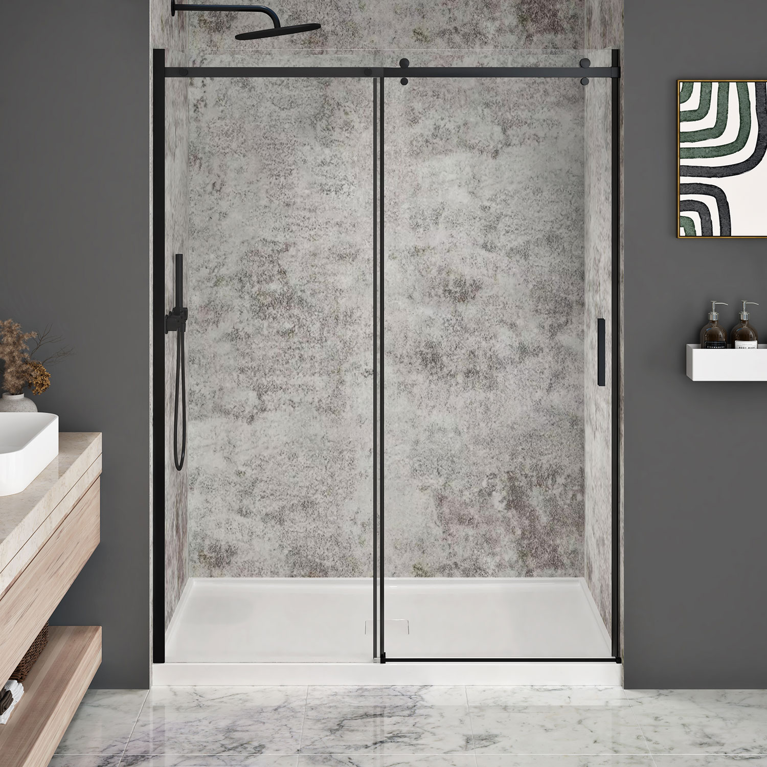 36" x 96" Grezio Wall, concrete imitation
