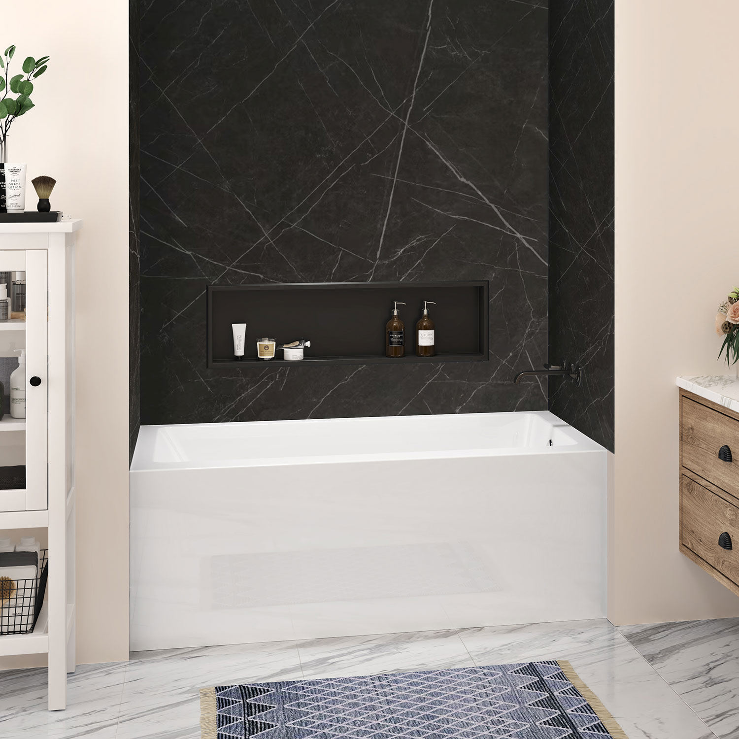 36" x 76" Nezio Wall, black marble imitation