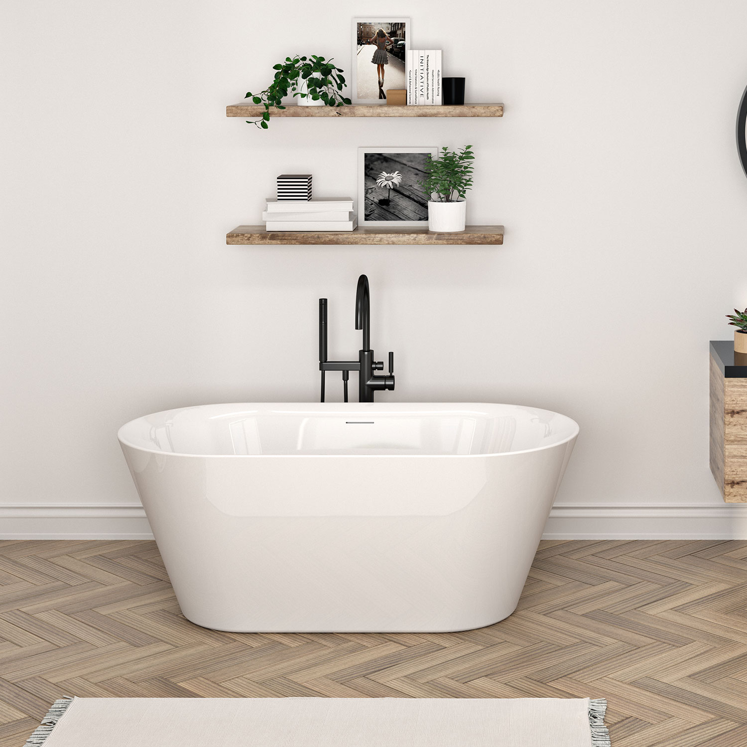 Baignoire autoportante, 60'' ,  en blanc lustré