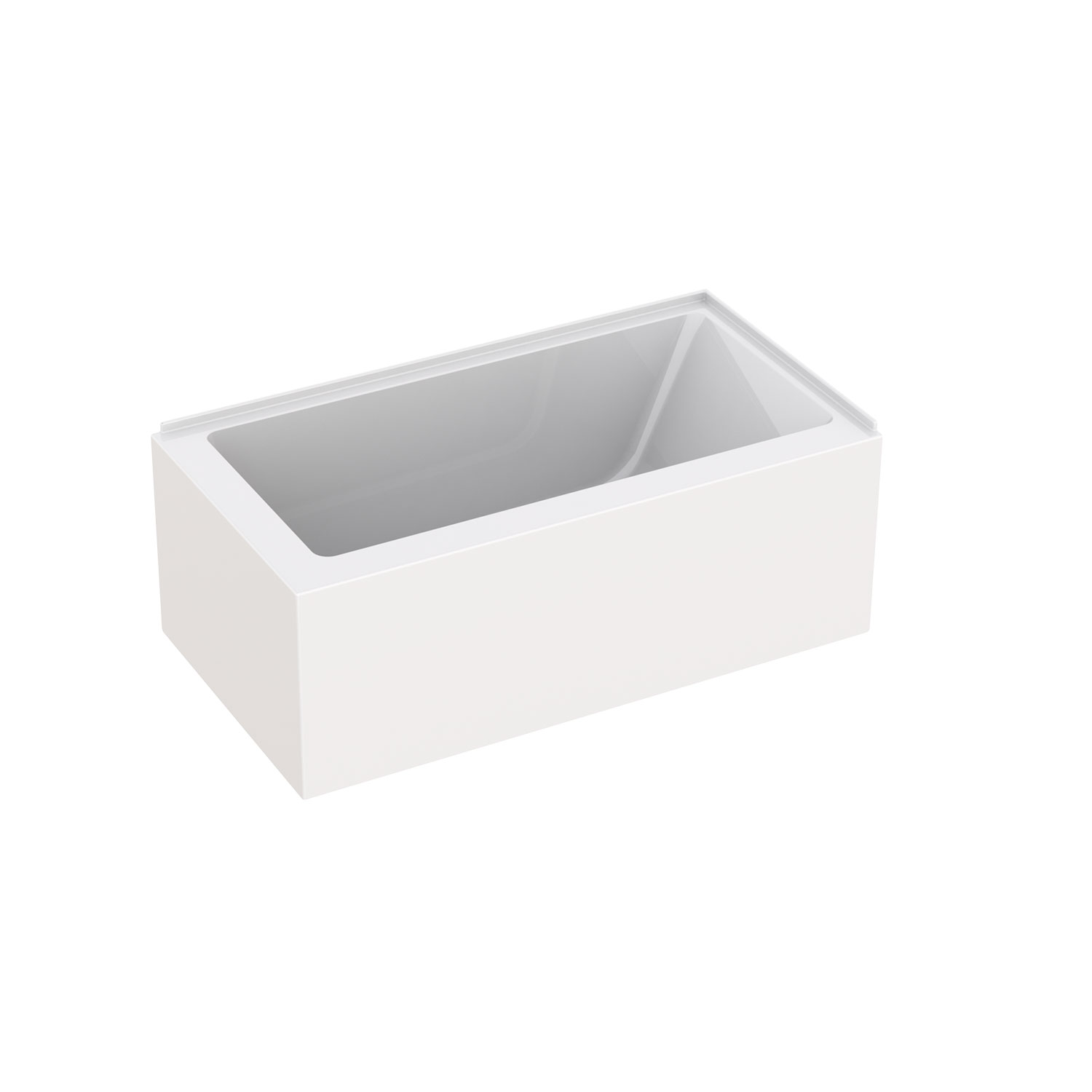Baignoire à jupe en coin à droite 60" x 32" en blanc lustré avec drain à gauche
