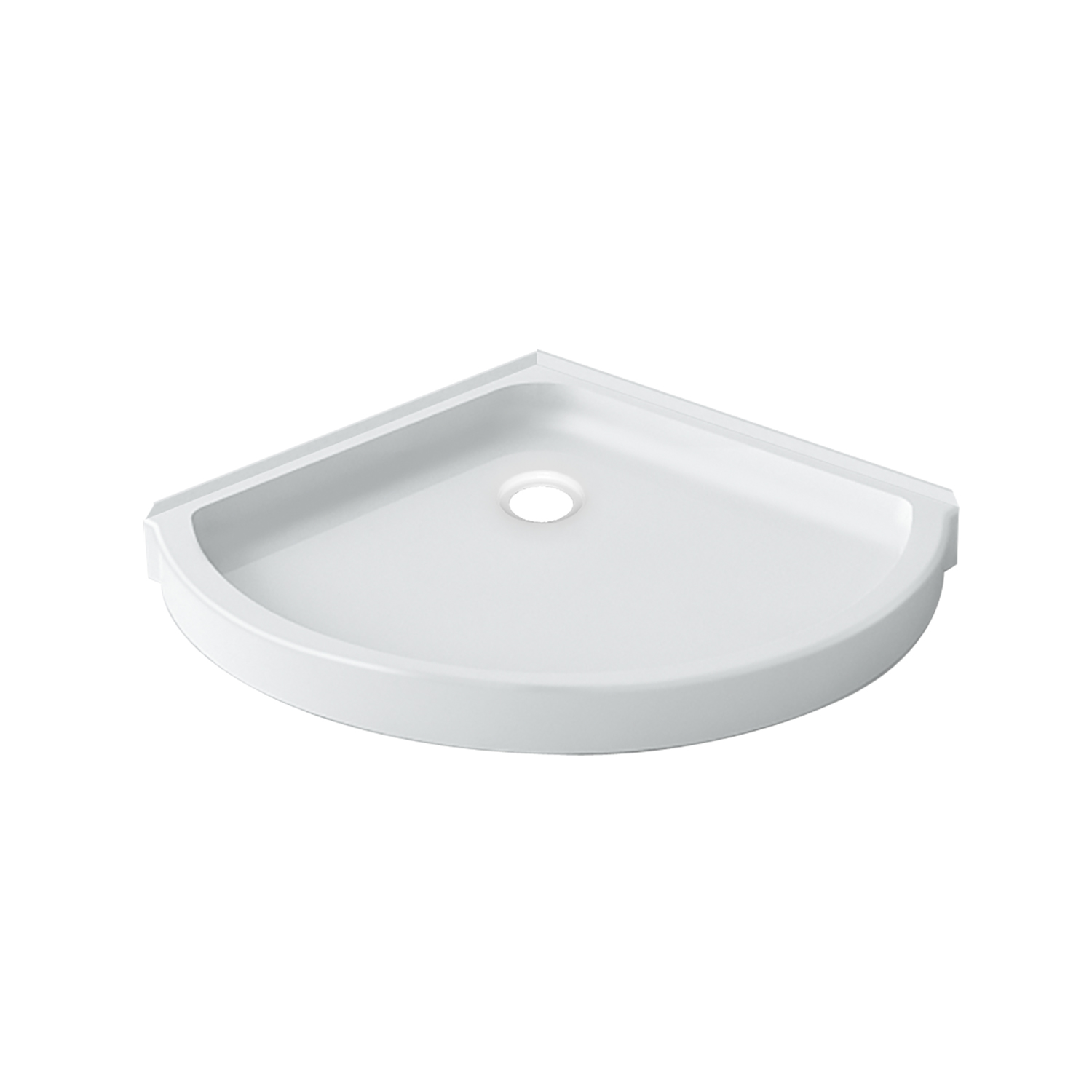 Base de douche 36 x 36, en coin, en blanc lustré