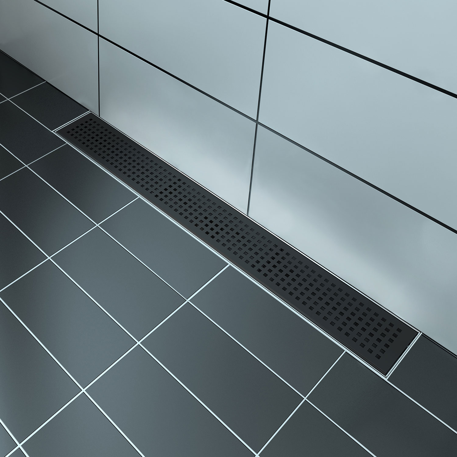 Grille linéaire en noir mat 24" motif carré