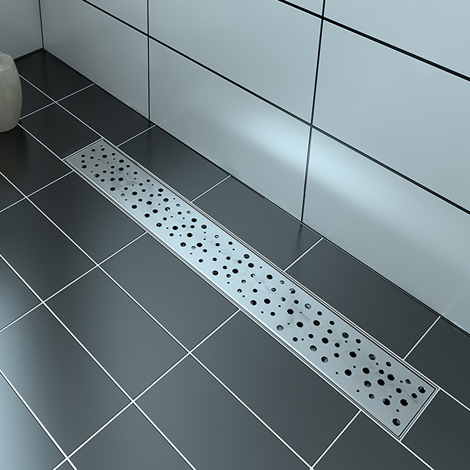 Grille linéaire en inox 24" motif rond