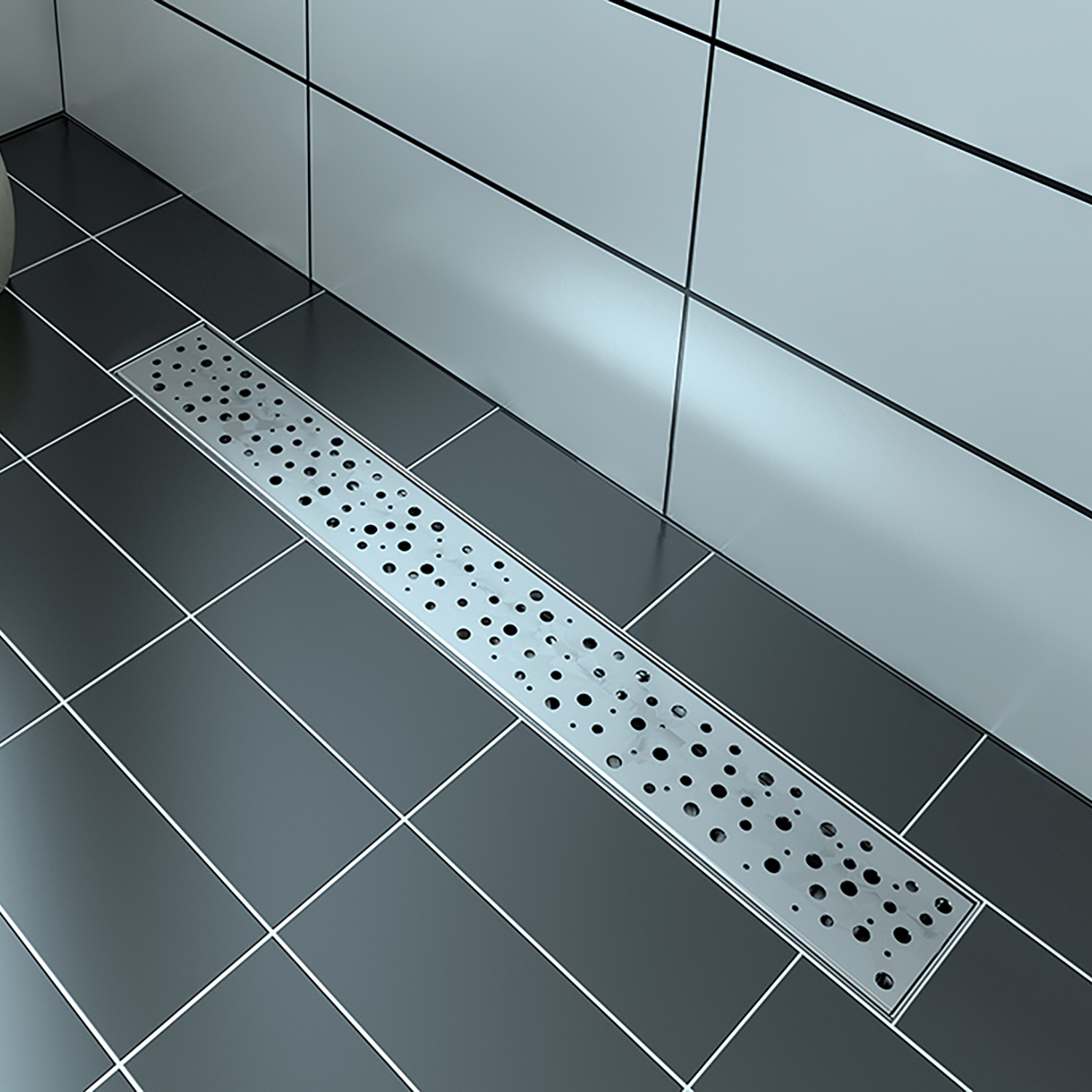 Grille linéaire en inox 66" motif rond