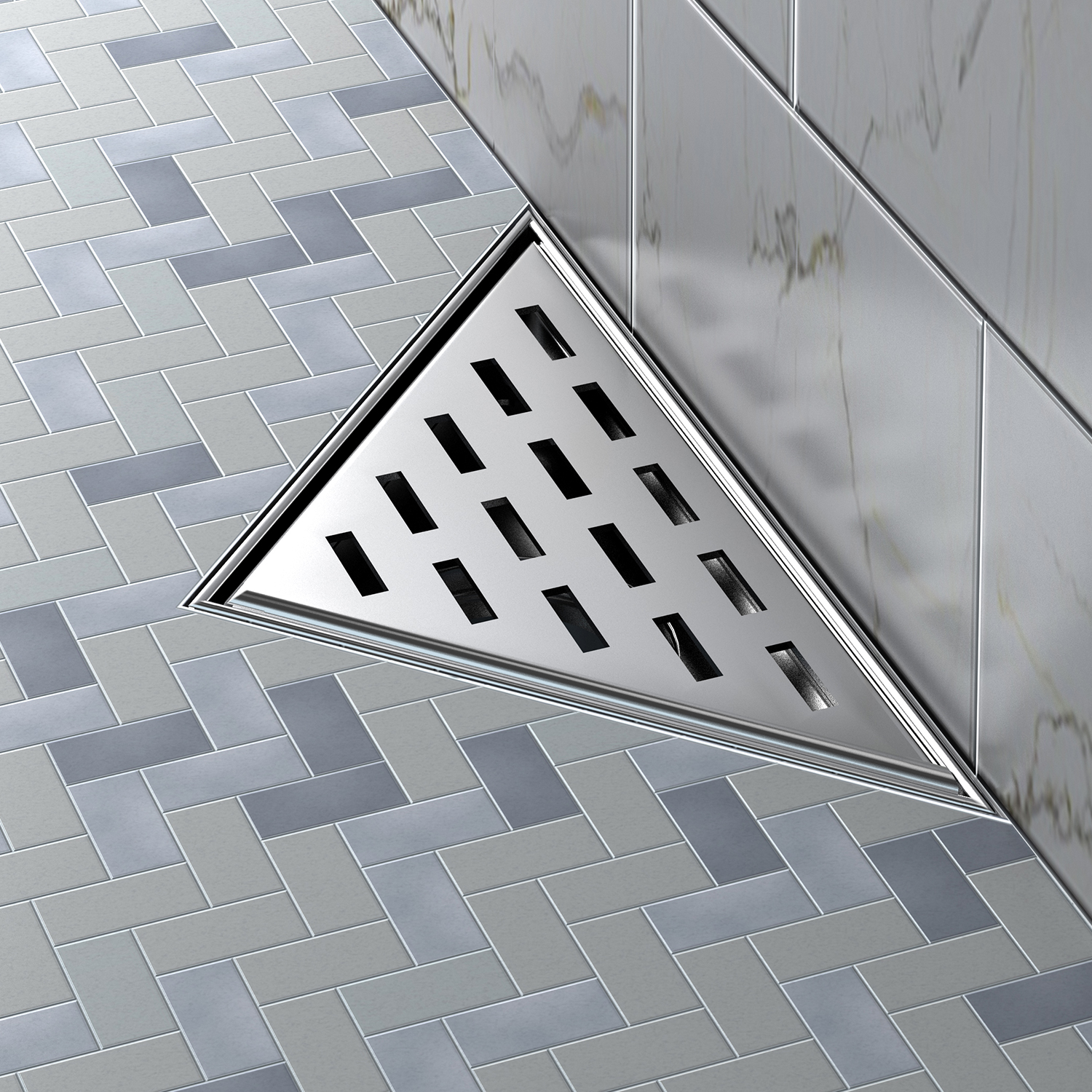Grille inox triangle 8" x 8" motif linéaire