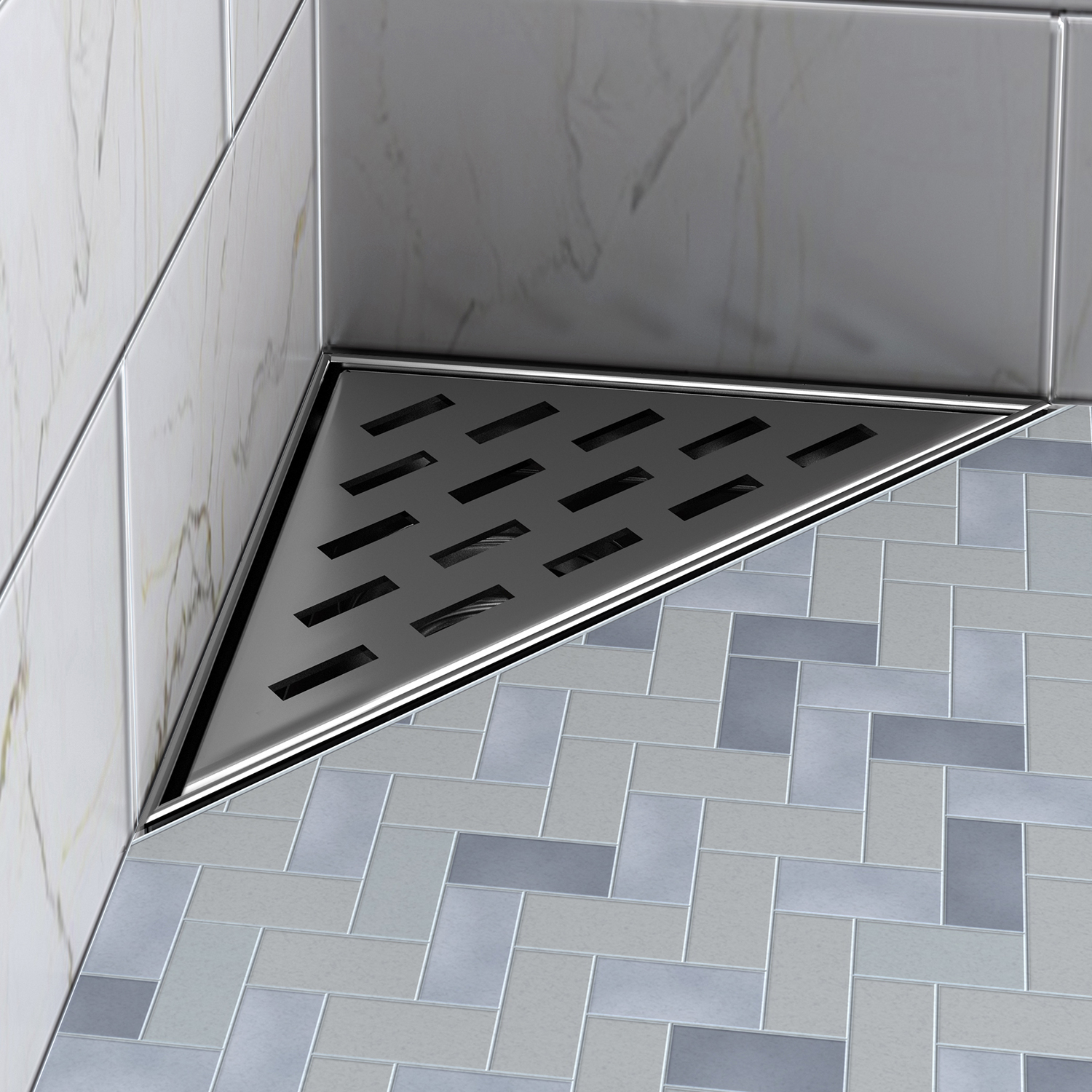 Grille inox triangle 8" x 8" motif linéaire