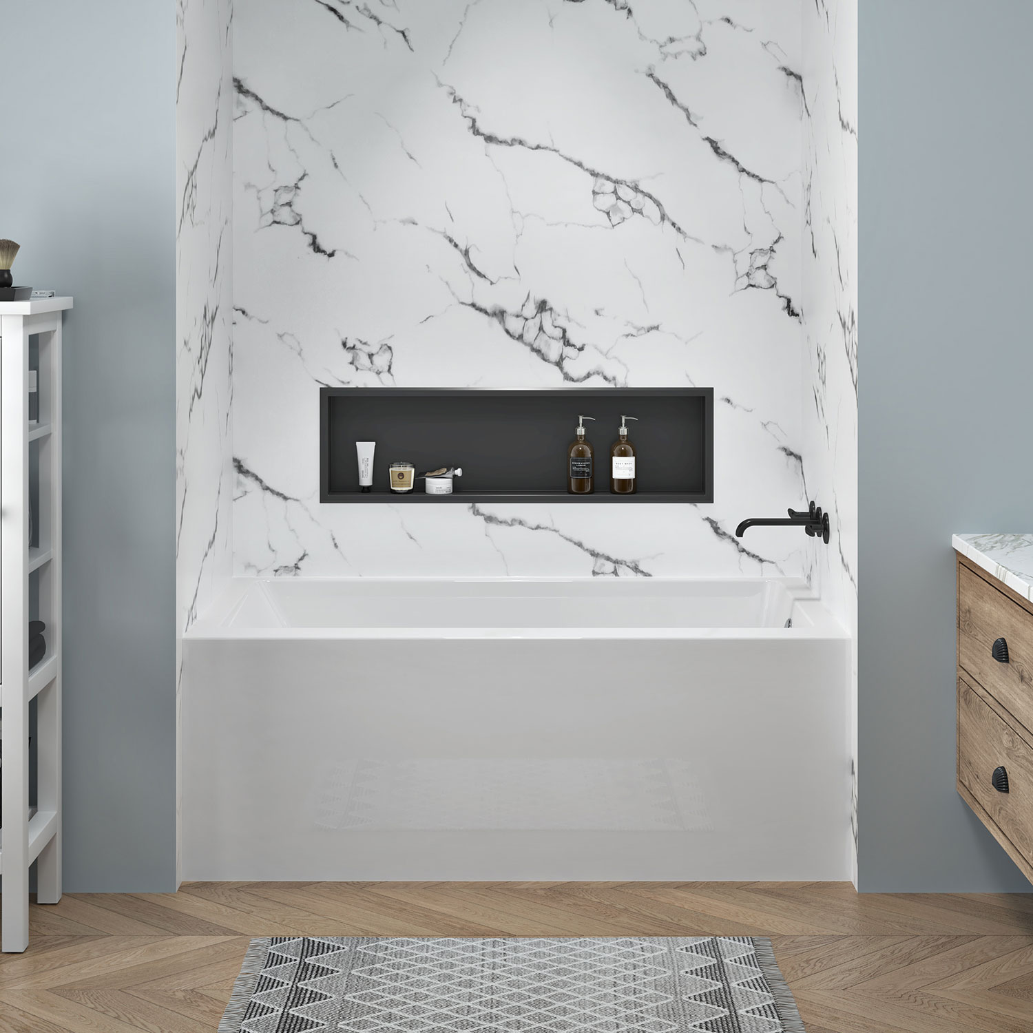 Mur 60" x 76" Expresso 02, imitation marbre blanc