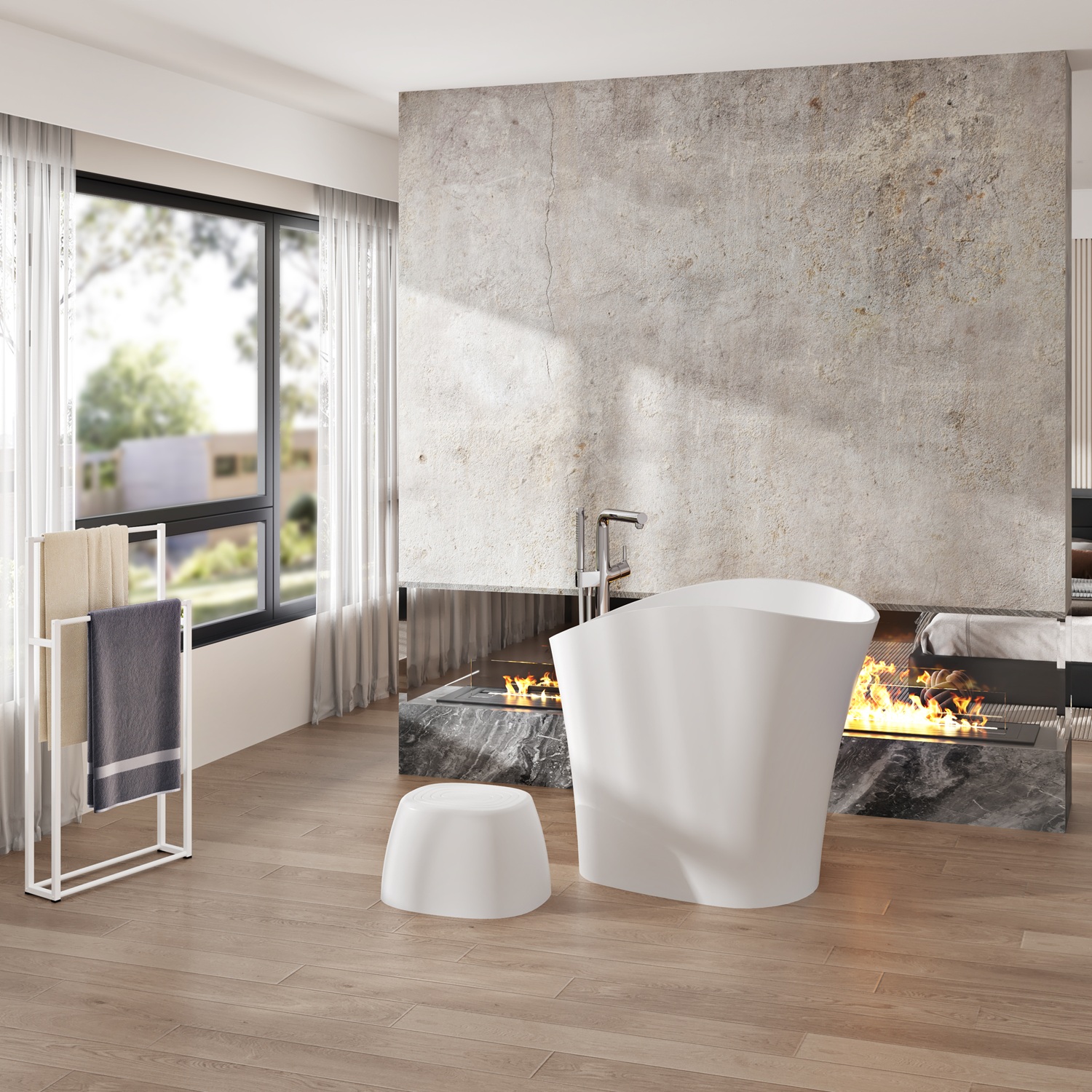 Baignoire autoportante, 43’’, en blanc mat