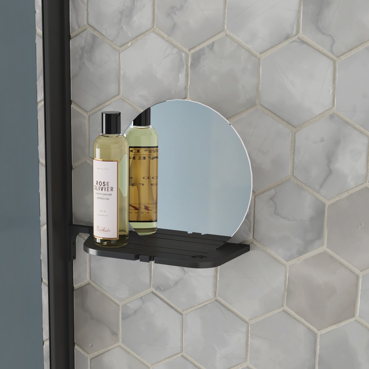 Shelf support with mirror