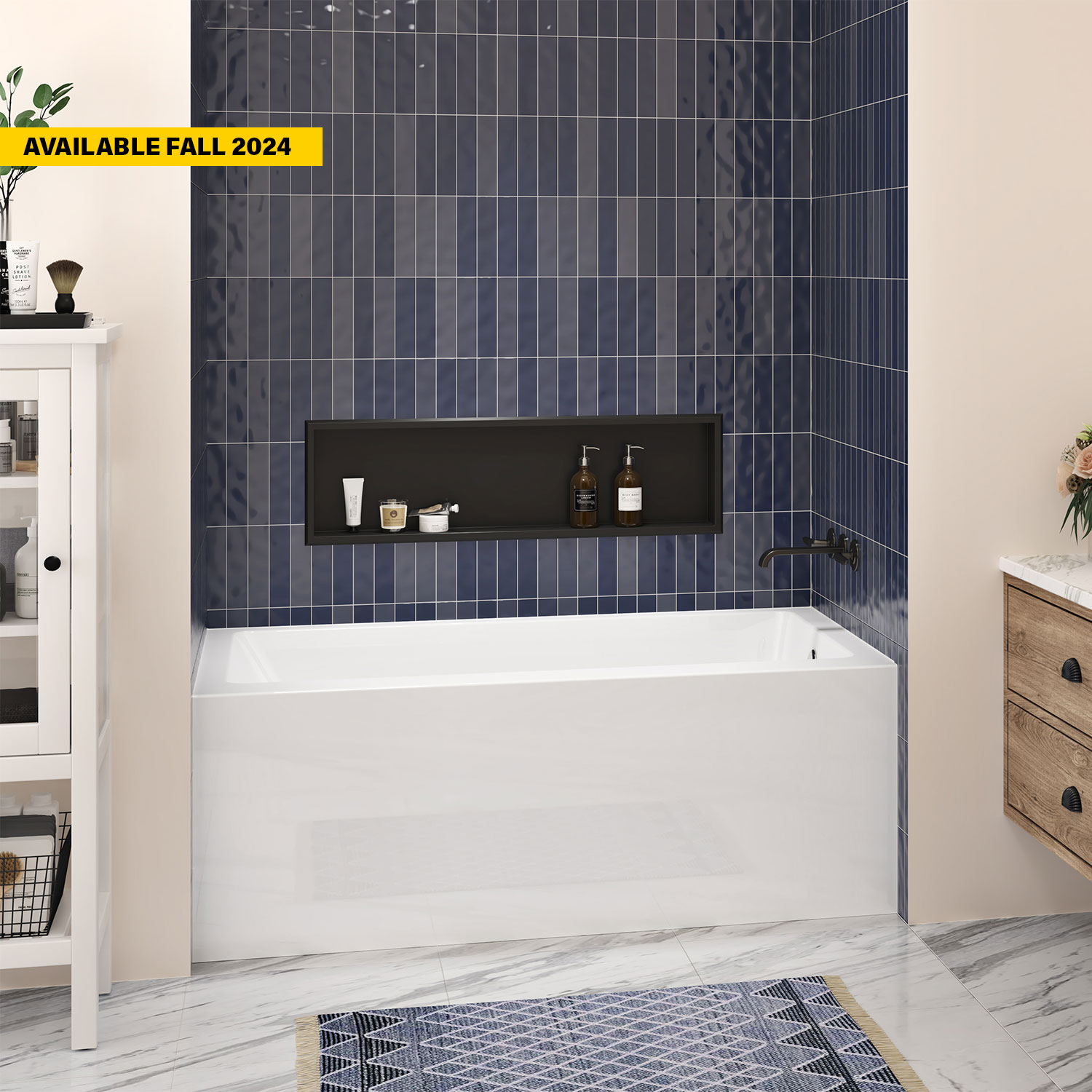 Skirt bathtub in alcove with right drain, 60