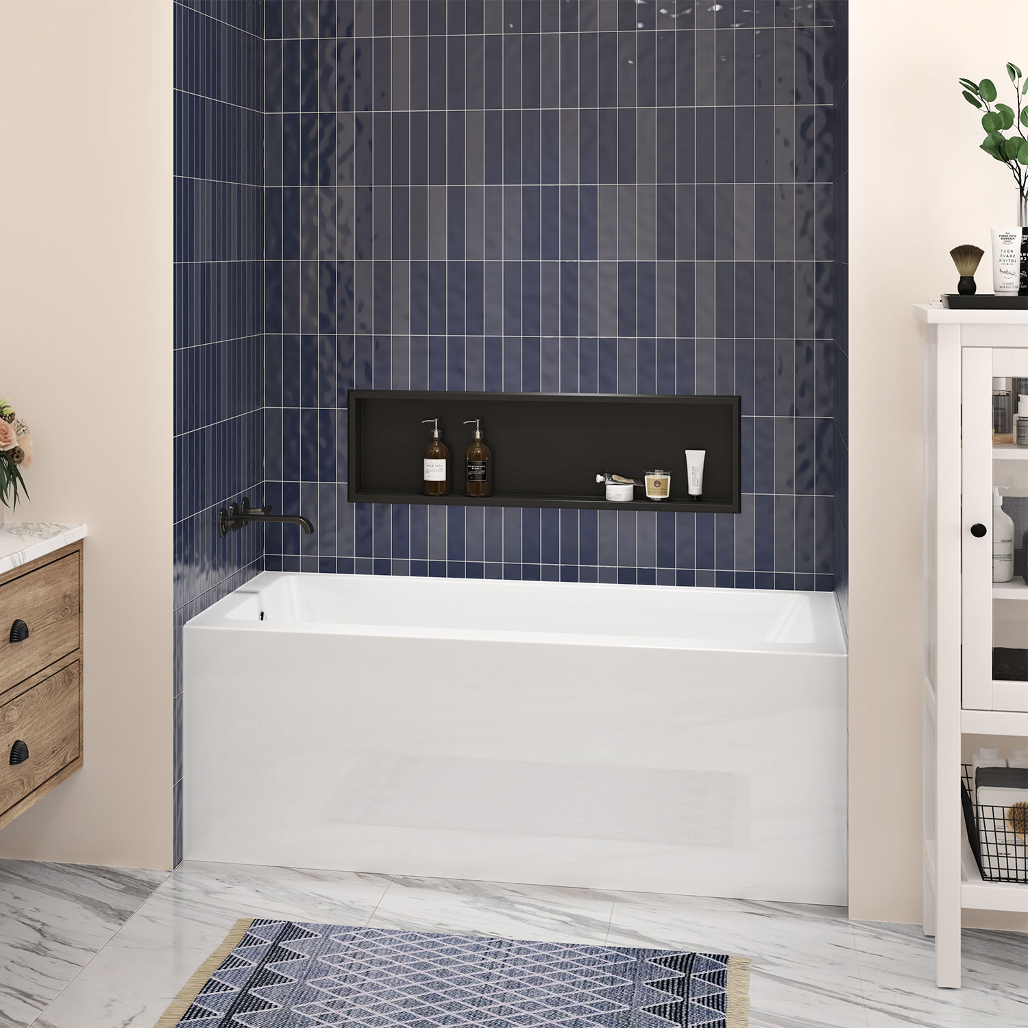 Skirt bathtub in alcove with left drain, 60