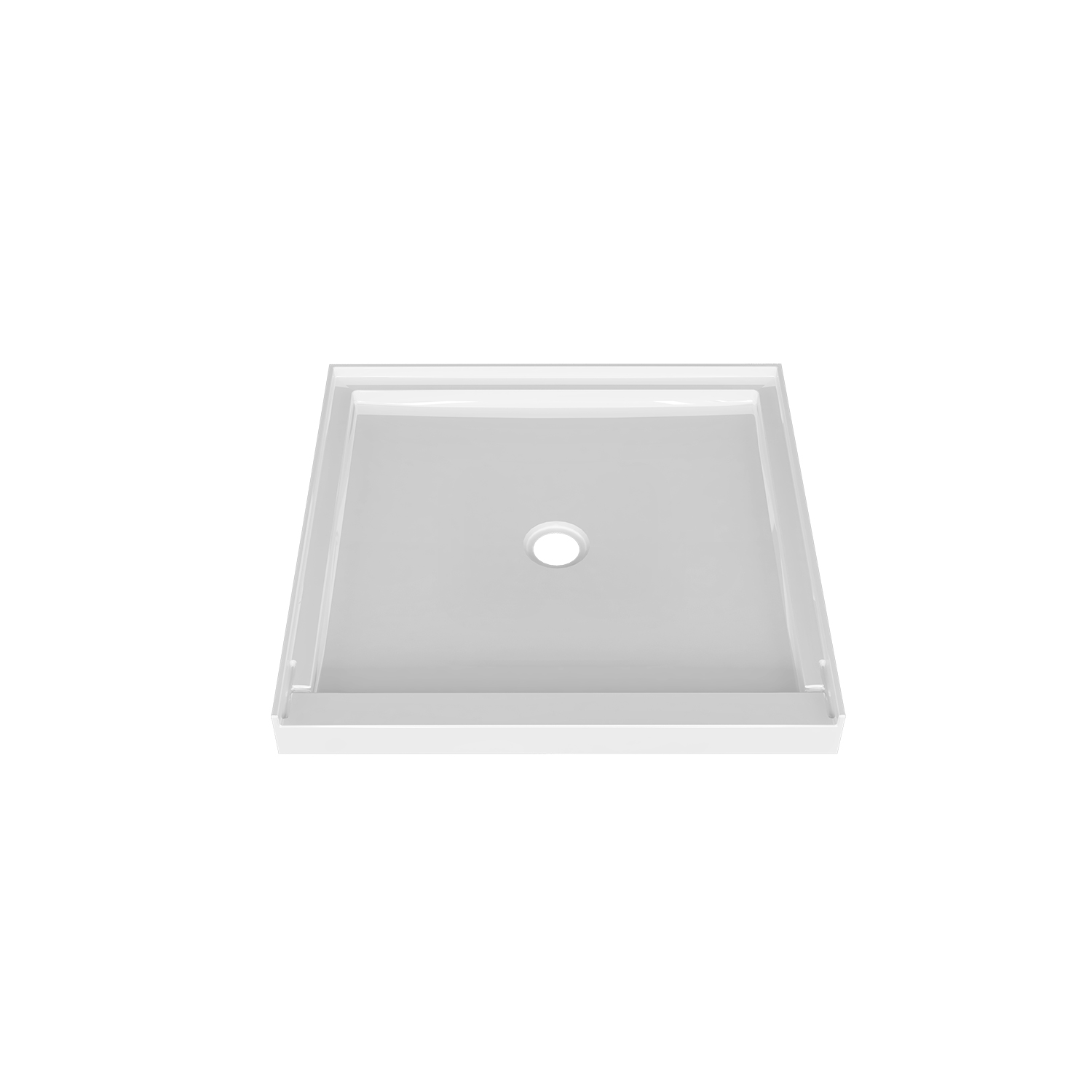 Shower base 32 x 32, in alcove, in glossy white