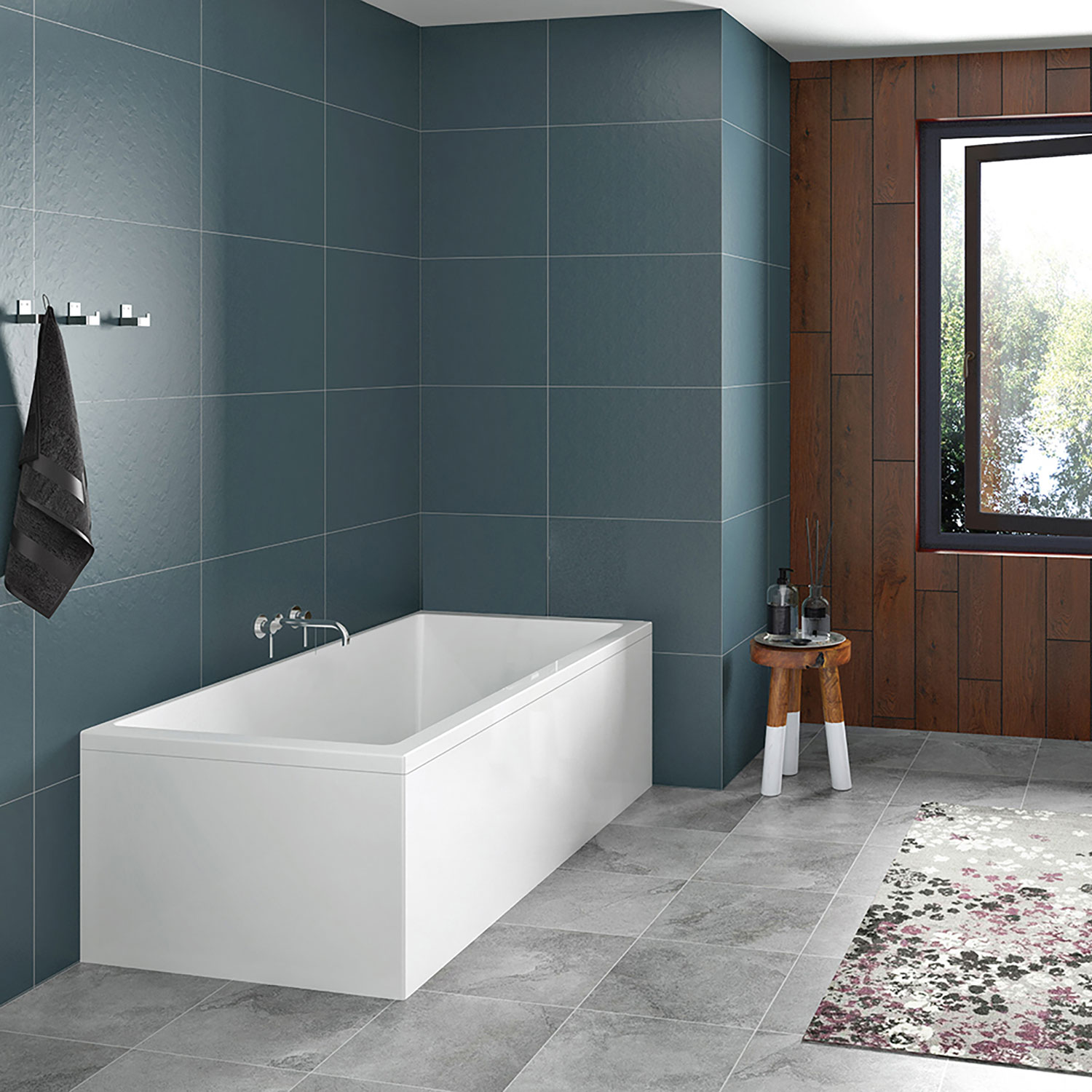 Baignoire à jupe en coin droite, 60